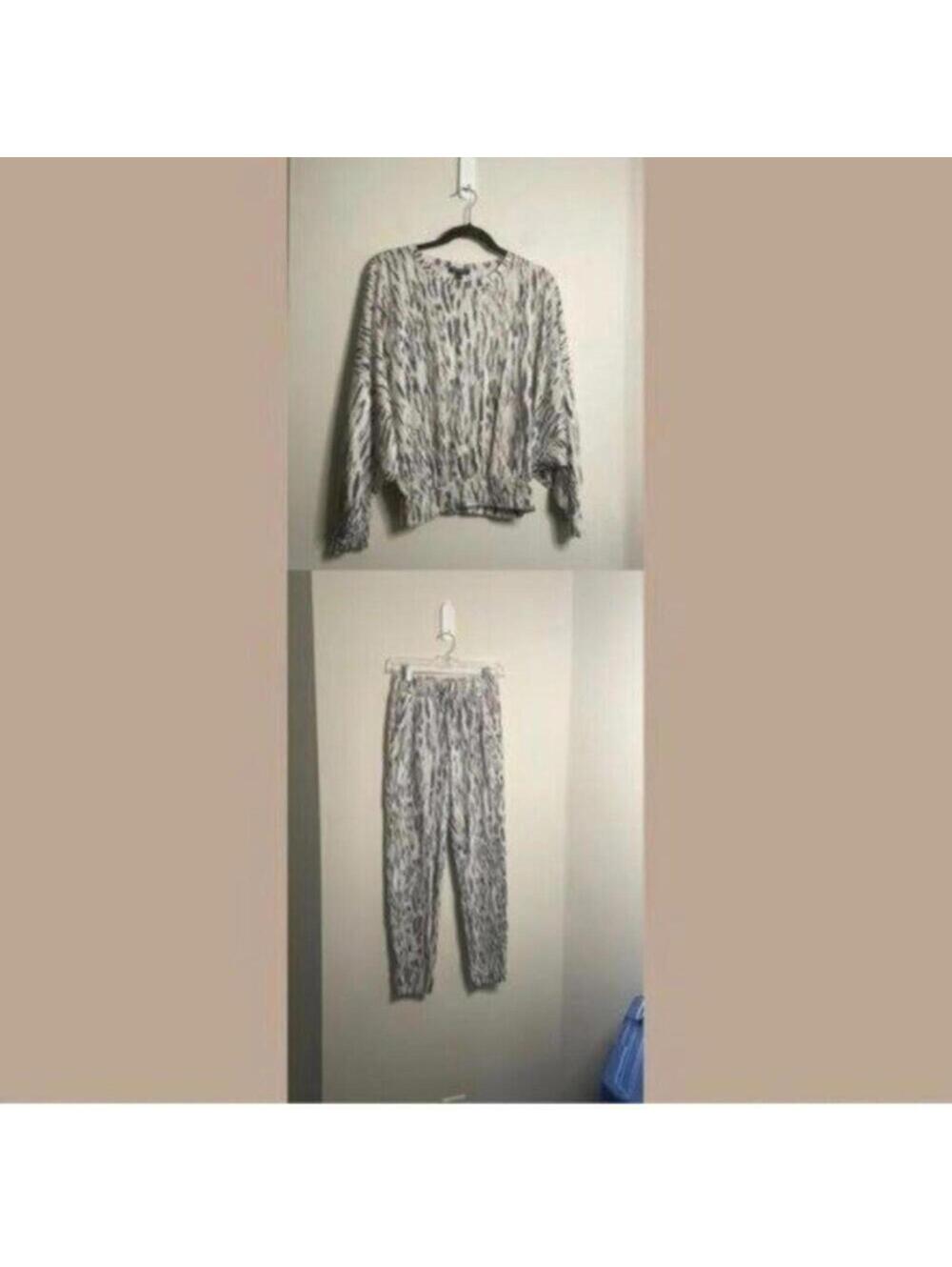 Express Animal Print Sweatshirt Jogger Athleisure Loungewear Set